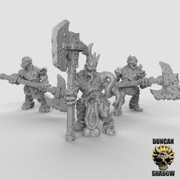 Plague Demons with Great Axe! Resin Miniature NPC! D&D Dungeons and Dragons! Tabletop Minis! Resin Miniature! 3D printed!