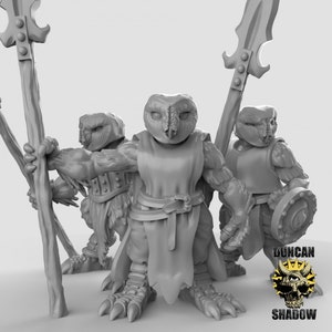 Owl Fighter with Spears! Protector of the Woods! Owl Person! Resin Miniature! DnD! Dungeons & Dragons! Pathfinder! RPG! Wargames!
