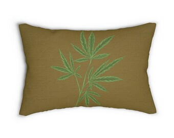 Coussin lombaire Mary Jane Plant, décor feuille de marijuana (20x14)