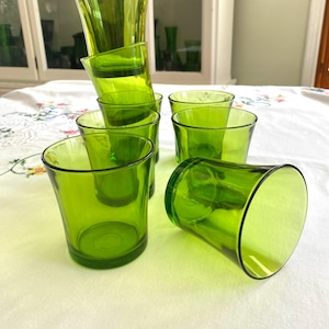 Set of 8 Duralex Green Glass Cups