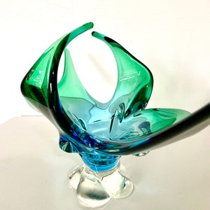 Chalet Lorraine Glass Art Centerpiece Blue Green Color Gradation