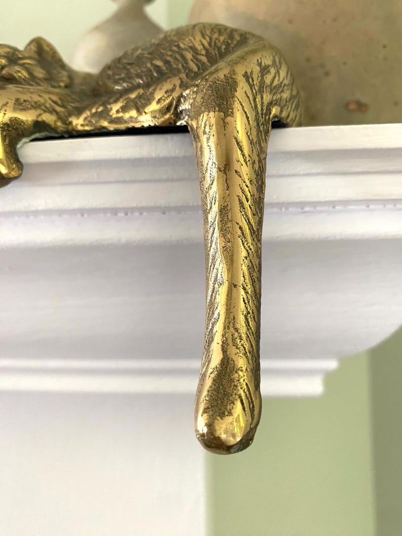 Vintage Brass Cat Shelf Decor Etsy.de