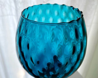 Empoli Italian Optic Aqua Blue Wine Glass/Sniffer 7 3/4 inches Tall