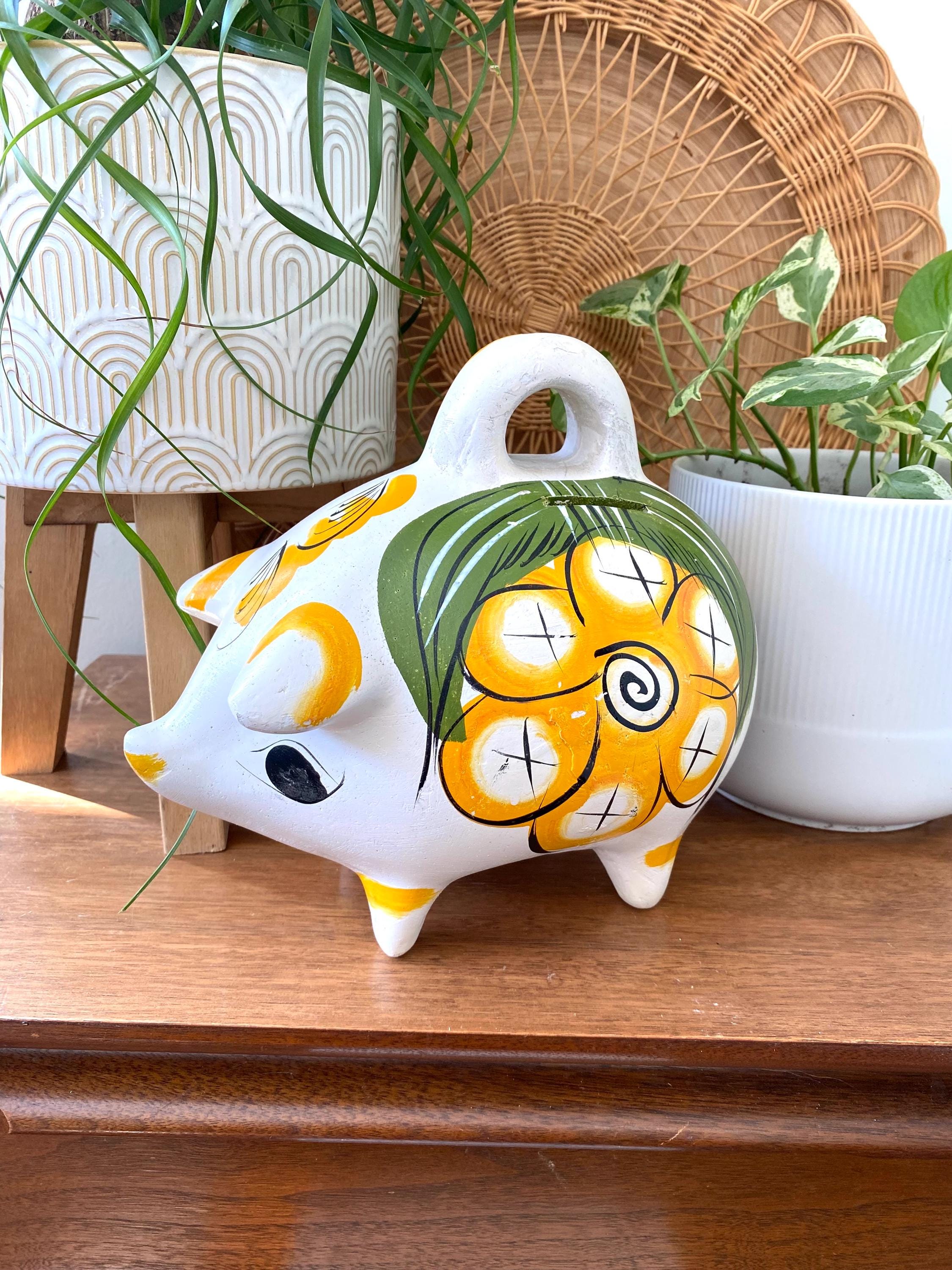 Vintage Pottery Piggy Bank - Etsy Canada