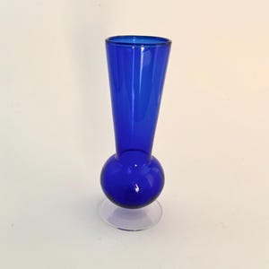 Vintage Clear and Cobalt Blue Vase 6 1/2&quot; Tall