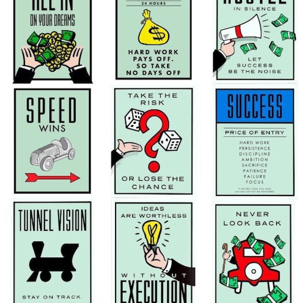 Monopoly Motivational Poster Wall Art Home Decor Digital Download Poster Print