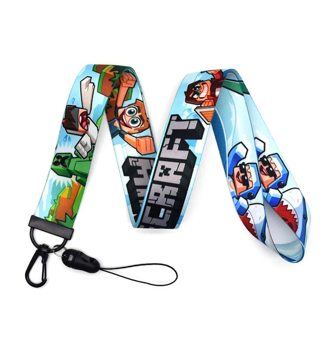 Minecraft Lanyard Badge ID Keychain Holder Etsy