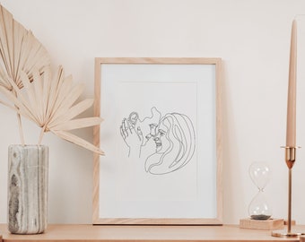 RETRATO PERSONALIZADO, Retrato de foto, Ilustração mínima, Desenho de arte linear, Presentes personalizados, Arte de uma linha
