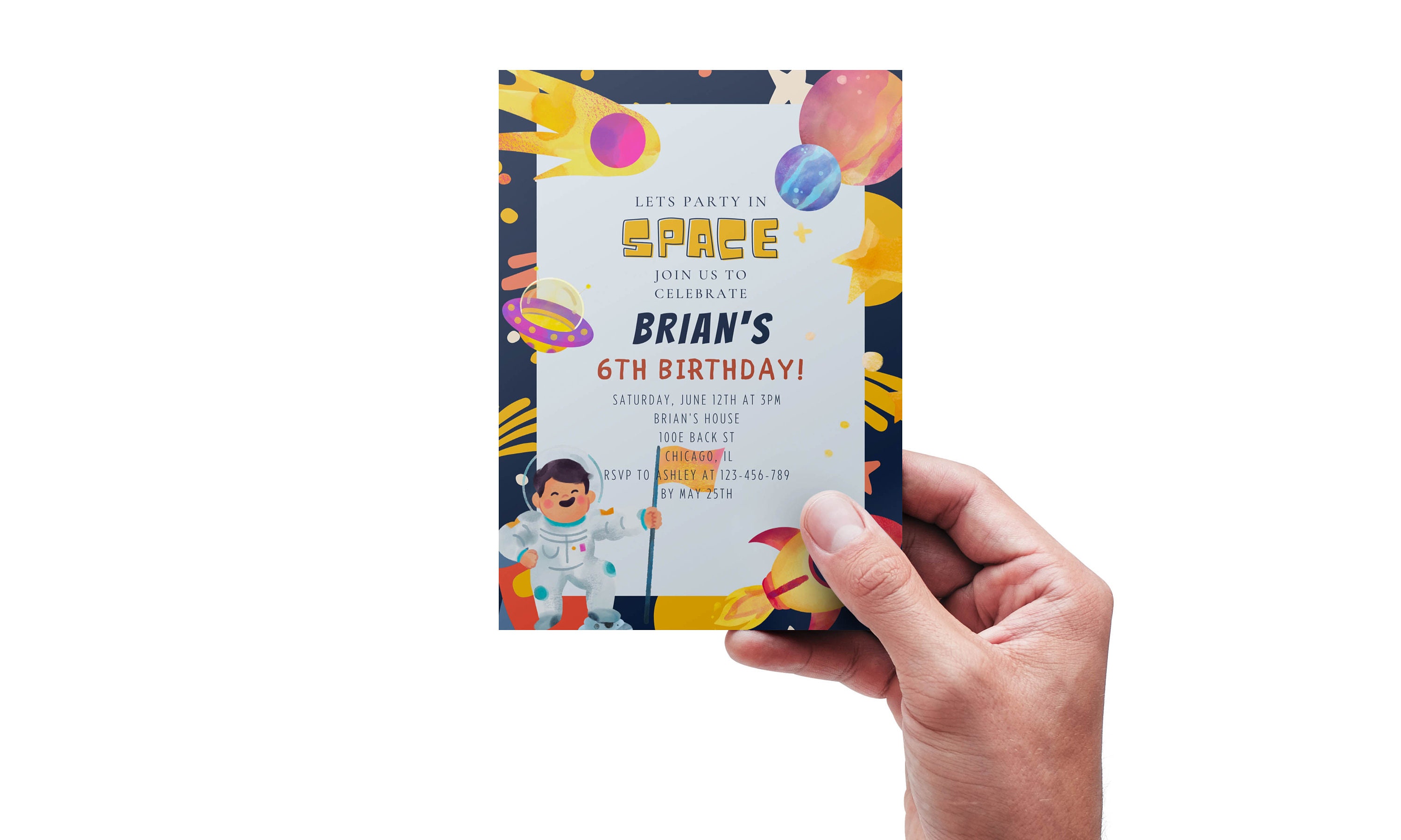 EDITABLE Party in Space Birthday Invitation Template - Etsy