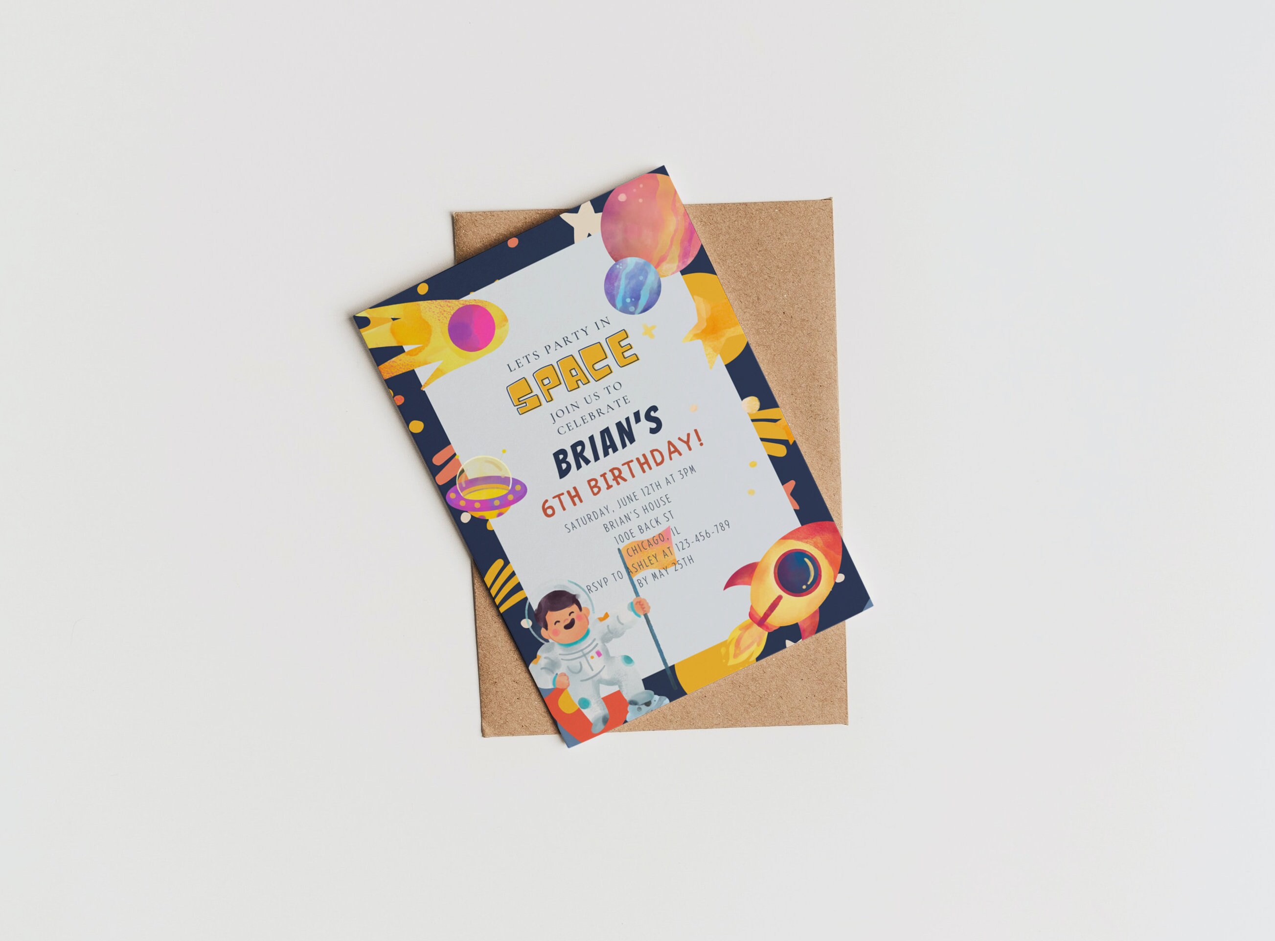 EDITABLE Party in Space Birthday Invitation Template - Etsy