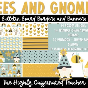 Bees and Gnomes Bulletin Board Borders and Banners l Bulletin Board Kit l Classroom Decor l Bulletin Board Ideas