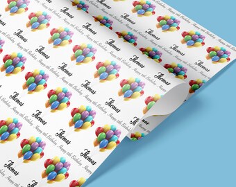 Personalised Birthday ballon Gift Wrapping, gift wrap,Birthday wrapping paper,wrapping paper,matching birthday card available