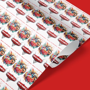 Cars Personalised Gift Wrapping, Happy Birthday gift wrap, For him, For her, Lightning Mcqueen, Cars wrapping paper, Matching birthday card