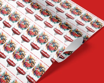 Cars Personalised Gift Wrapping, Birthday wrapping, Happy Birthday gift wrap, For him, For her, Lightning Mcqueen, Cars wrapping paper