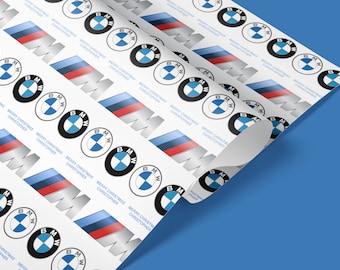 Papier d'emballage BMW personnalisé, emballage cadeau, papier d'emballage BMW, emballage cadeau de joyeux anniversaire, BMW