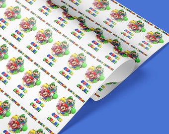 Personalised Mario Happy Birthday Gift Wrapping, Birthday wrapping, Happy Birthday gift wrap, For him, For her,Super Mario, Mario