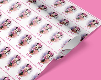 Personalised Winnie Mouse Wrapping Paper, Winnie Mouse Gift wrap,Birthday wrapping paper, Winnie Mouse wrapping paper,Matching Birthday Card