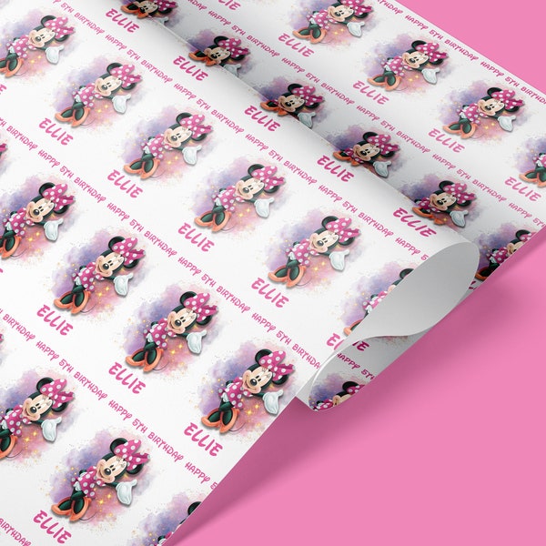 Personalised Winnie Mouse Wrapping Paper, Winnie Mouse Gift wrap,Birthday wrapping paper, Winnie Mouse wrapping paper,Matching Birthday Card