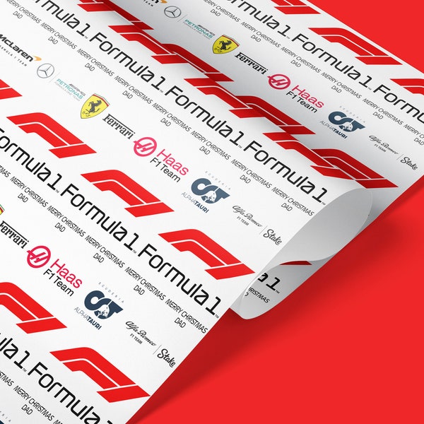 Personalised Formula 1 Gift Wrapping, gift wrap, Grand Prix wrapping paper, Merry Christmas gift wrapping, F1, formula one gift wrap