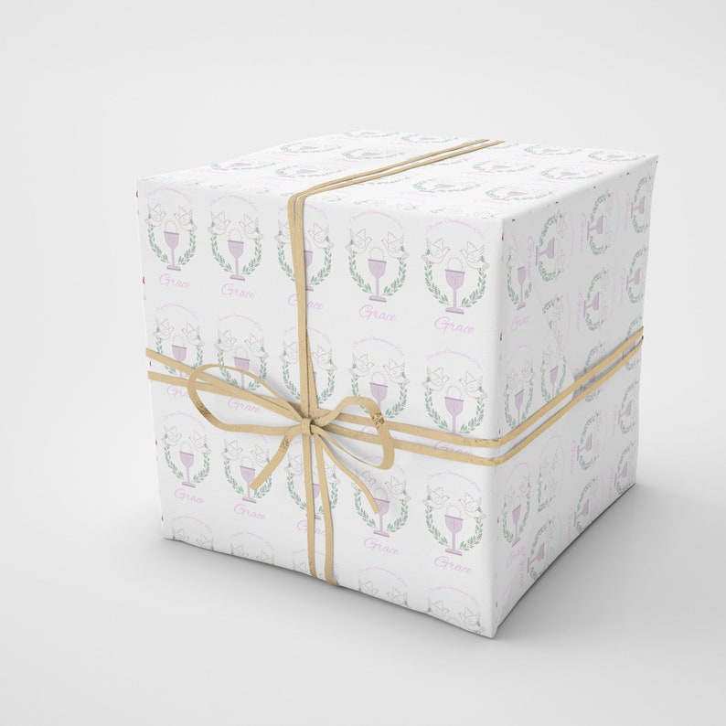 Personalised Holy Communion Gift Wrapping, First Communion wrapping paper, For him, For her,First Holy Communion wrapping paper image 6