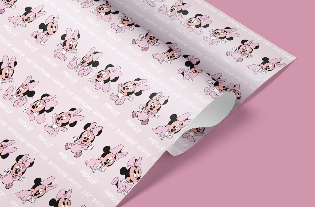 Baby Minnie Mouse Wrapping Paper, Pink Gift Wrap,minnie Mouse,minnie
