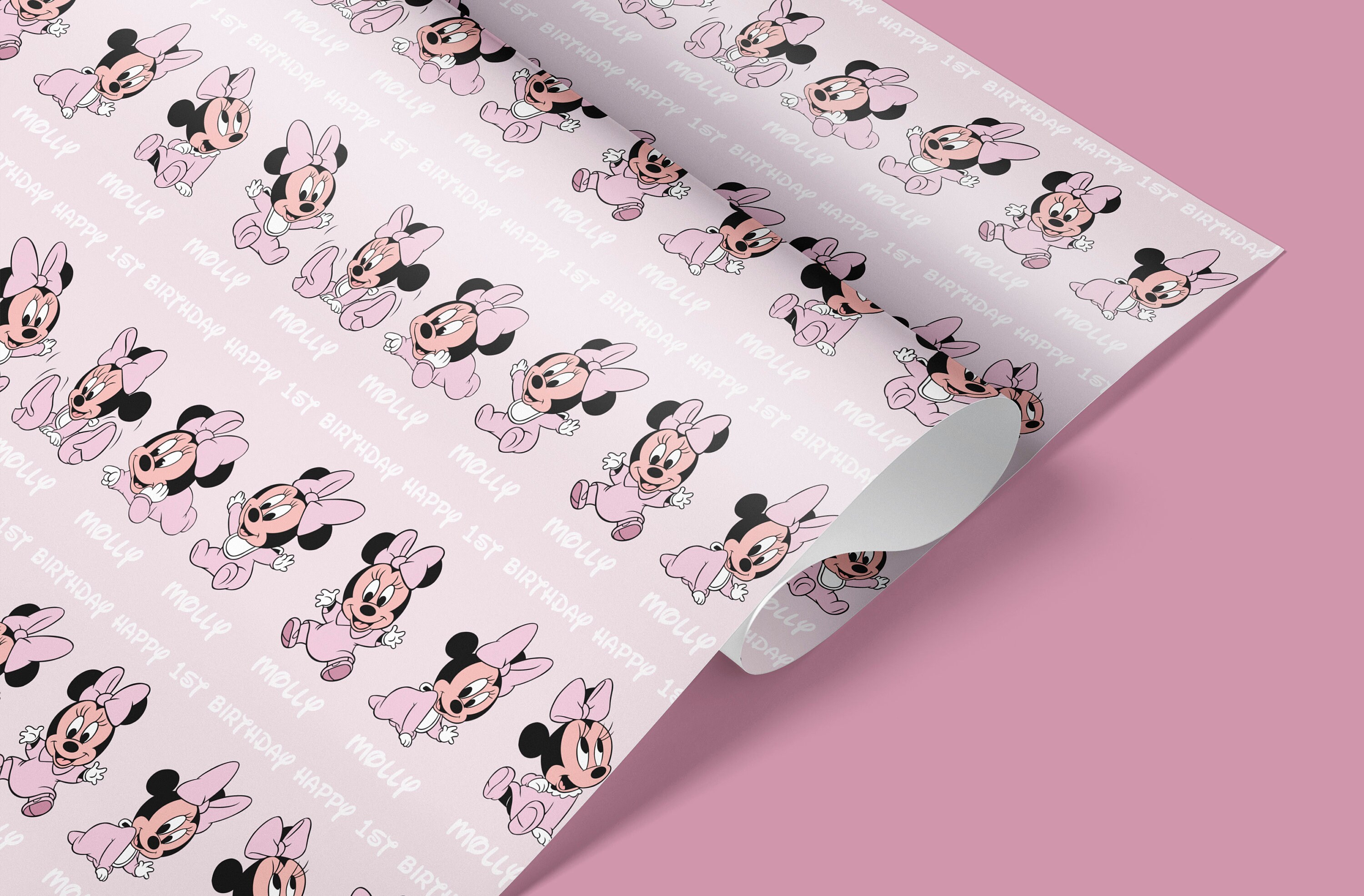 Baby Minnie Mouse Wrapping Paper, Pink Gift Wrap,minnie Mouse,minnie