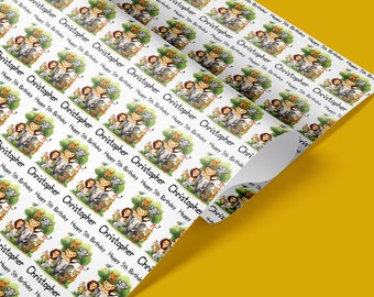 Dierenjungle thema inpakpapier, gepersonaliseerde cadeauverpakking, verjaardagscadeaupapier, gelukkige verjaardag cadeauverpakking, jungle dieren inpakpapier