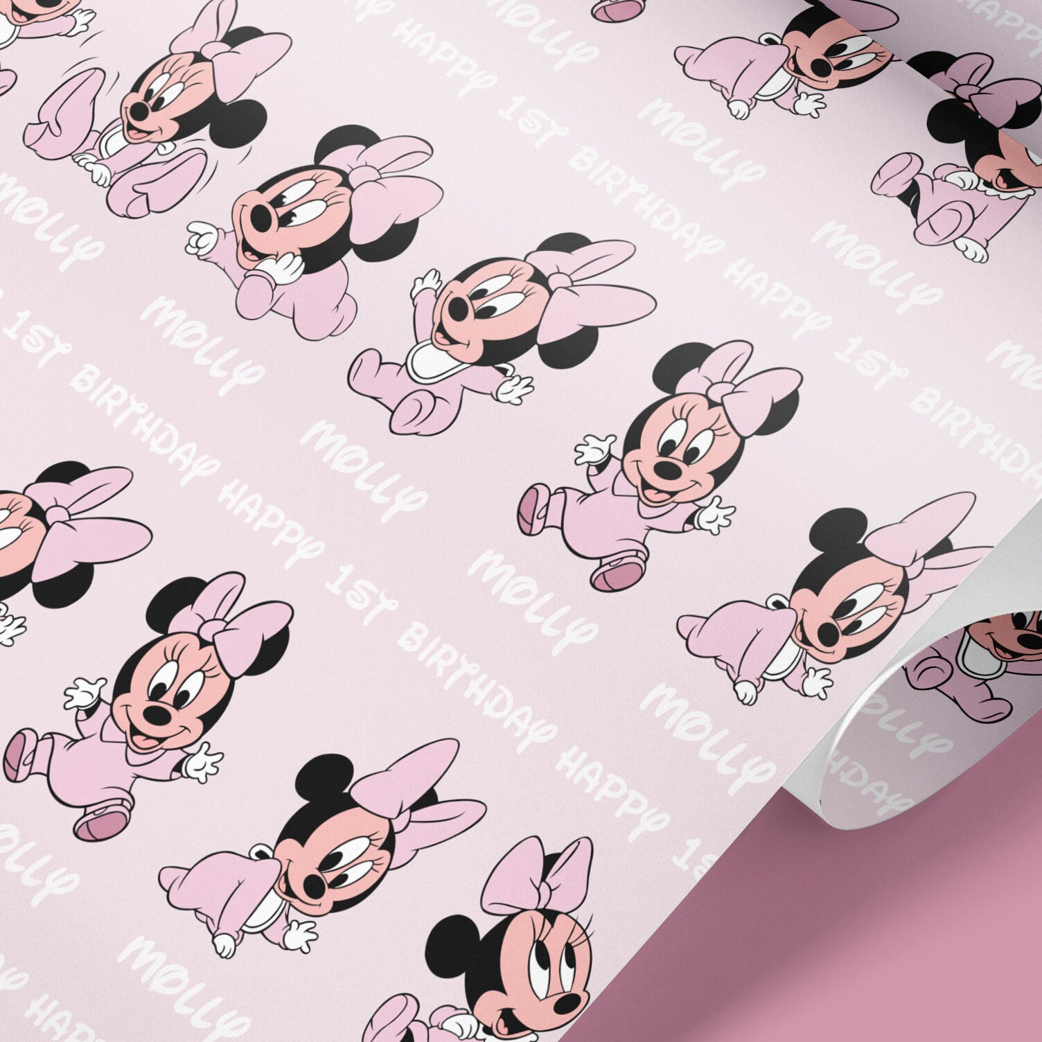 Baby Minnie Mouse Wrapping Paper, Pink Gift Wrap,minnie Mouse,minnie