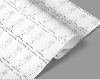 Papel de regalo personalizado para bodas, Envoltura de bodas, Papel de regalo de felicitaciones, Papel de regalo para parejas, El día de su boda