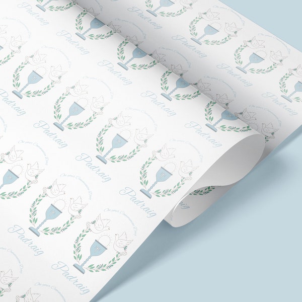 Personalised Holy Communion Gift Wrapping, First Communion wrapping paper, For him, For her,First Holy Communion wrapping paper