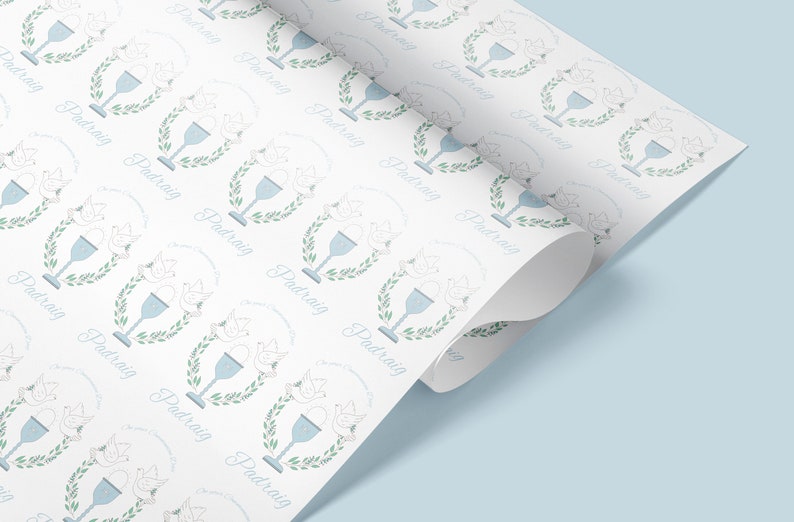 Personalised Holy Communion Gift Wrapping, First Communion wrapping paper, For him, For her,First Holy Communion wrapping paper image 1