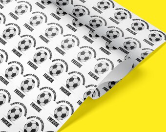 Papier cadeau personnalisé football, emballage d'anniversaire, emballage cadeau joyeux anniversaire, papier cadeau football, emballage cadeau ballon de football