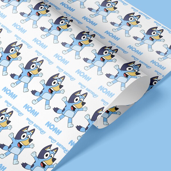 Bluey personalised Wrapping Paper,blue gift wrap, Bluey, Bluey Gift wrap, personalised wrapping paper