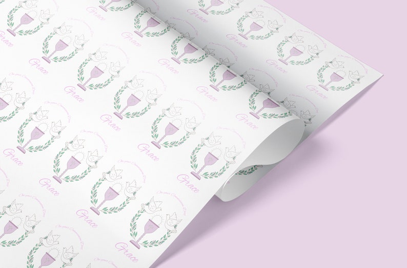 Personalised Holy Communion Gift Wrapping, First Communion wrapping paper, For him, For her,First Holy Communion wrapping paper image 2