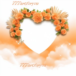 Orange Sky Heavens Stairway Doves Roses Background Instant Download PNG add words photo rest in peace for funeral RIP Memorial