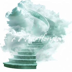 Green Silver Heavens Stairs, Rest In Heaven, Forever In Our Hearts PNG, Add Photo, Rest In Peace Template, RIP Memorial Design
