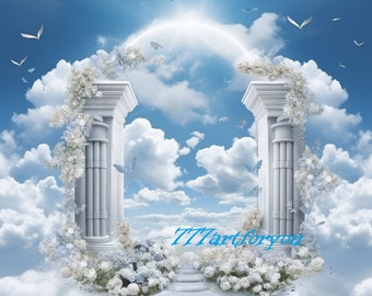 baby blue background, baby blue sky, blue heaven, silver words, rest in heaven, rip png, funeral memorial, memorial background, Rih Png