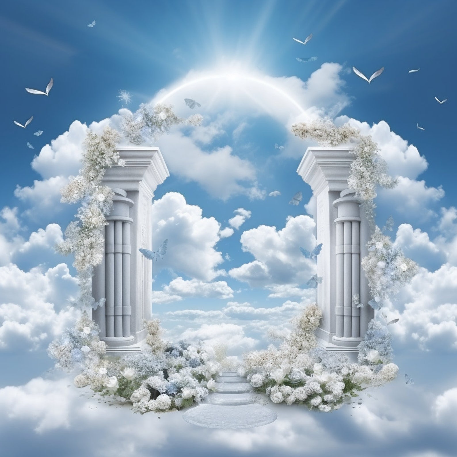 Baby Blue Background, Baby Blue Sky, Blue Heaven, Silver Words, Rest in