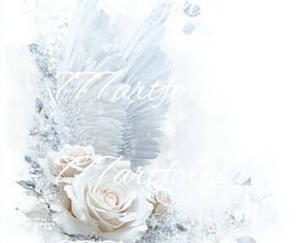 W kochającej pamięci Edytowalny szablon Canva, Koszulka pamiątkowa PNG, Schody nieba, Niebiesko-białe, Pogrzeb i świętowanie życia, Brama, RIP