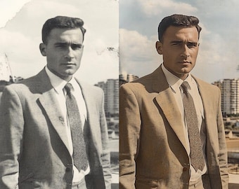 Photo Restoration Service and Colorization · Old Photos Restore and Repair, Picture Restore, Enhance Image, Retouch Torn, Ripped, Scratched