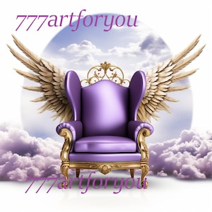 Purple In Loving Memory Chair Heaven Angel Wings Memorial PNG add photo rest in peace template for funeral RIP Background