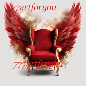 Red Gold Chair Heavens Gate Forever In Our Hearts Angel Wings Memorial PNG add photo rest in peace template for funeral RIP Memorial