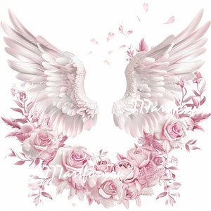Pink Heavens Stairway In Loving Memory Angel Wings Memorial Background PNG add photo rest in peace template for funeral RIP Memorial