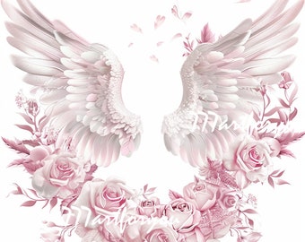 Różowe Niebiańskie Schody W Kochającej Pamięci Skrzydła Anioła Tło Pamiątkowe PNG Dodaj zdjęcie Spoczywaj w pokoju Szablon na pogrzeb RIP Pamiątkowe