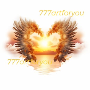 Orange Sky Gold Heavens Gate Angel Wings Memorial PNG add photo rest in peace template for funeral RIP memorial