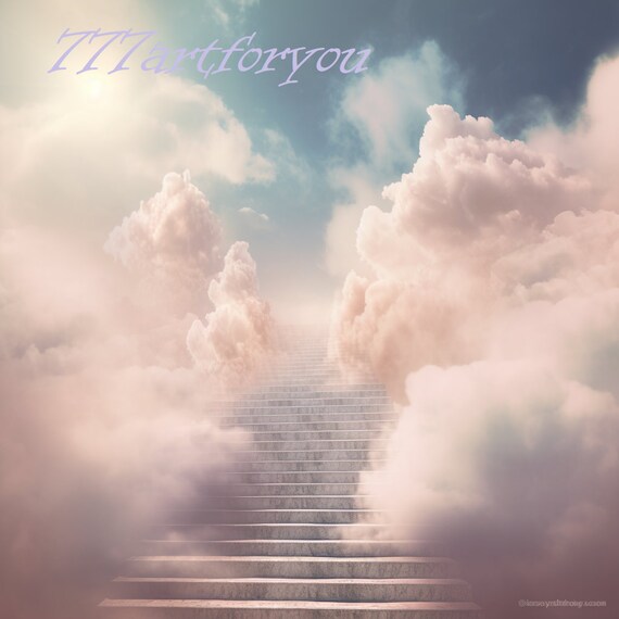 In Loving Memory PNG, Memorial Background Template Stairs to Heaven, Rest  in Peace, Cloudy Sky, 04 Designs Included for Instant Download