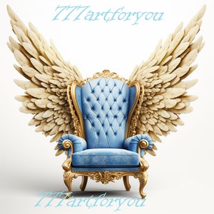 Blue Gold Chair Heavens Gate Forever In Our Hearts Angel Wings Memorial PNG add photo rest in peace template for funeral RIP Memorial
