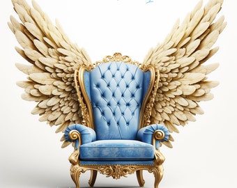 Blue Gold Chair Heavens Gate Forever In Our Hearts Angel Wings Memorial PNG add photo rest in peace template for funeral RIP Memorial