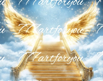 W kochającej pamięci PNG, Złoty szablon pamiątkowy, Niebiańskie edytowalne pliki AND do natychmiastowego pobrania, Złote skrzydła anioła w niebie, Element cyfrowy