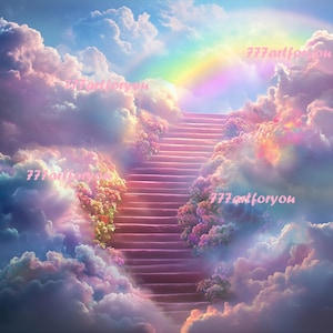 In loving Memory | In Loving Memory 01 PNG | Memorial Background |Stairs to Heaven | Heaven memorial background | Rainbow background